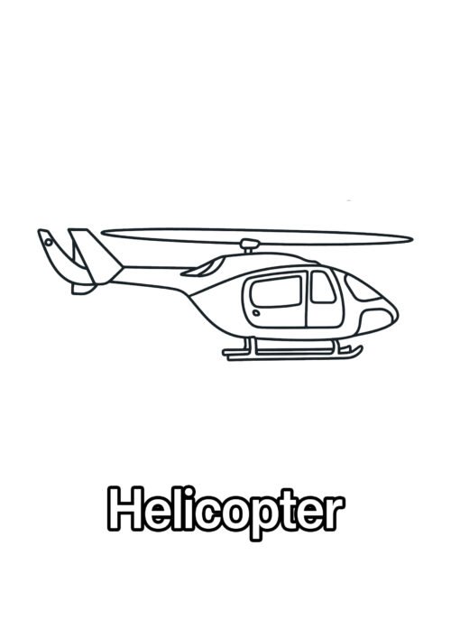 Helicopter Coloring Page For Kids – Free Activity PDF Download