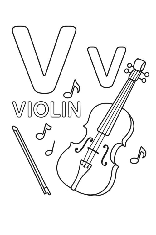 V Alphabet Coloring Pages - Free Activity PDF Download