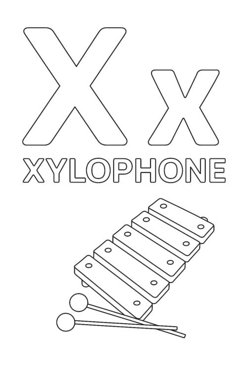 X Alphabet Coloring Pages - Free Activity PDF Download
