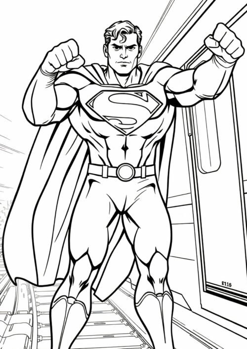 Superman Smashes the Building Coloring Page For Kids – Free Activity PDF Download