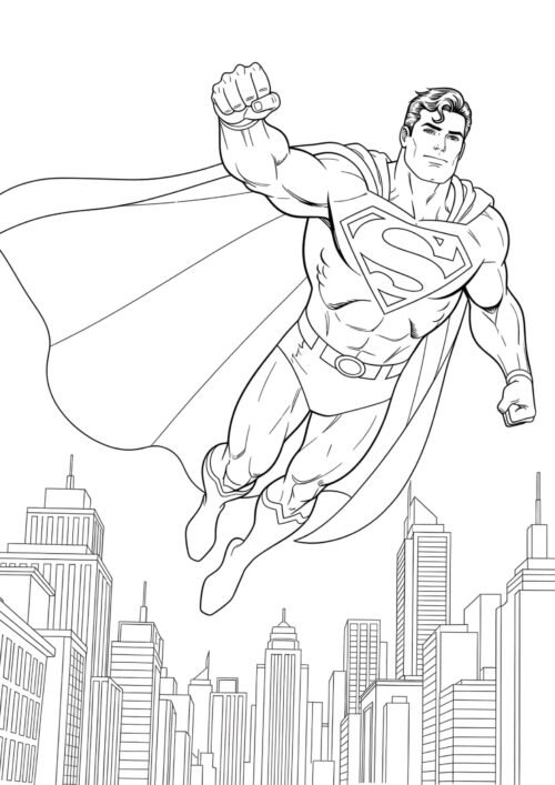 Superman Flying Coloring Page For Kids – Free Activity PDF Download
