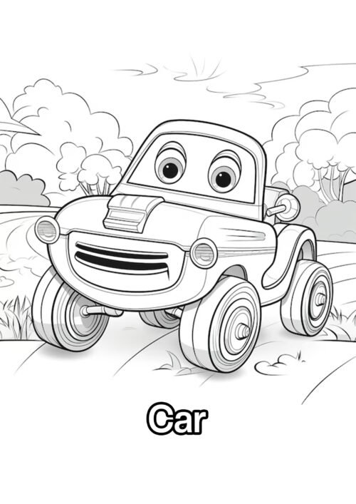 Funny Car Coloring Page For Kids – Free Activity PDF Download