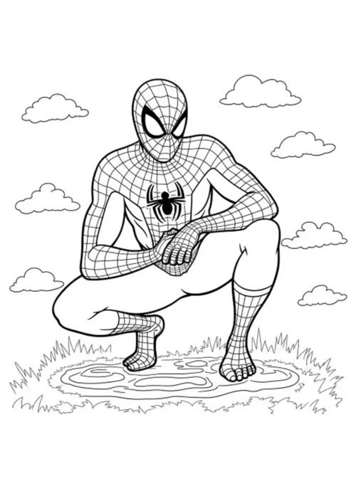 Calm And Compose Spiderman Coloring Page For Kids – Free Activity PDF Download