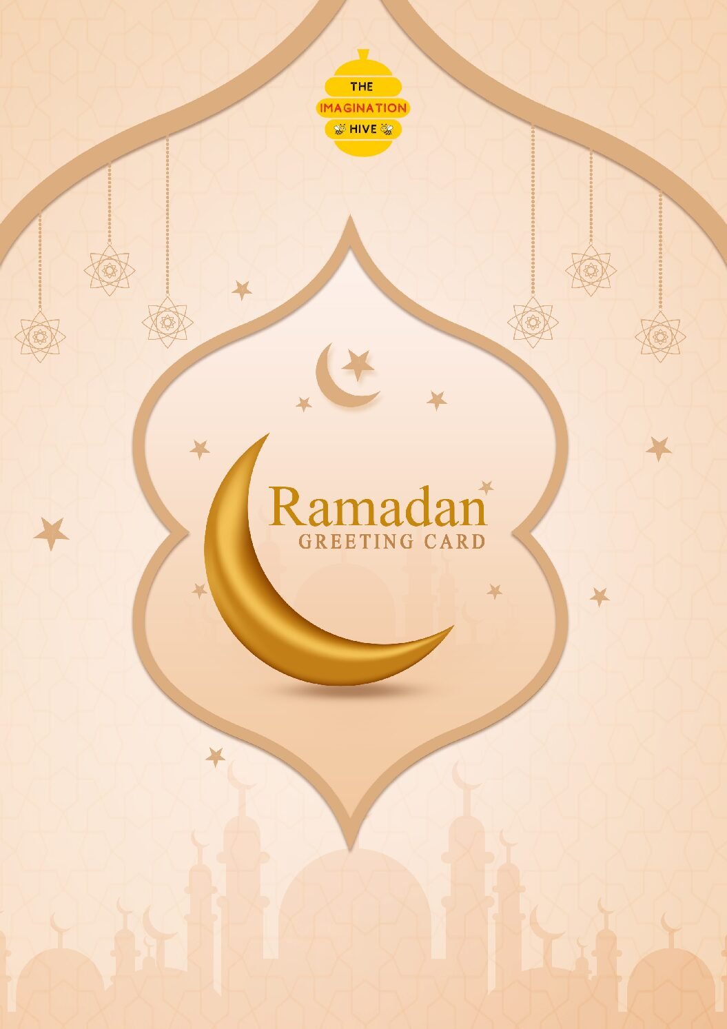 Elegant Gold Crescent Ramadan Greeting Card – Free Greeting Card PDF Download