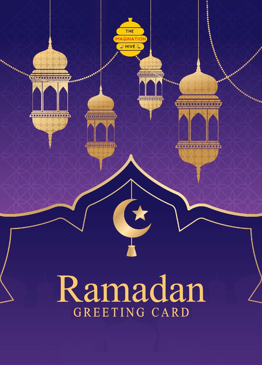 Royal Blue Lantern Ramadan Greeting Card – Free Greeting Card PDF Download