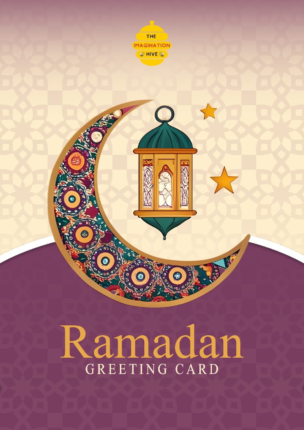 Ornamental Crescent & Lantern Ramadan Greeting Card – Free Greeting Card PDF Download