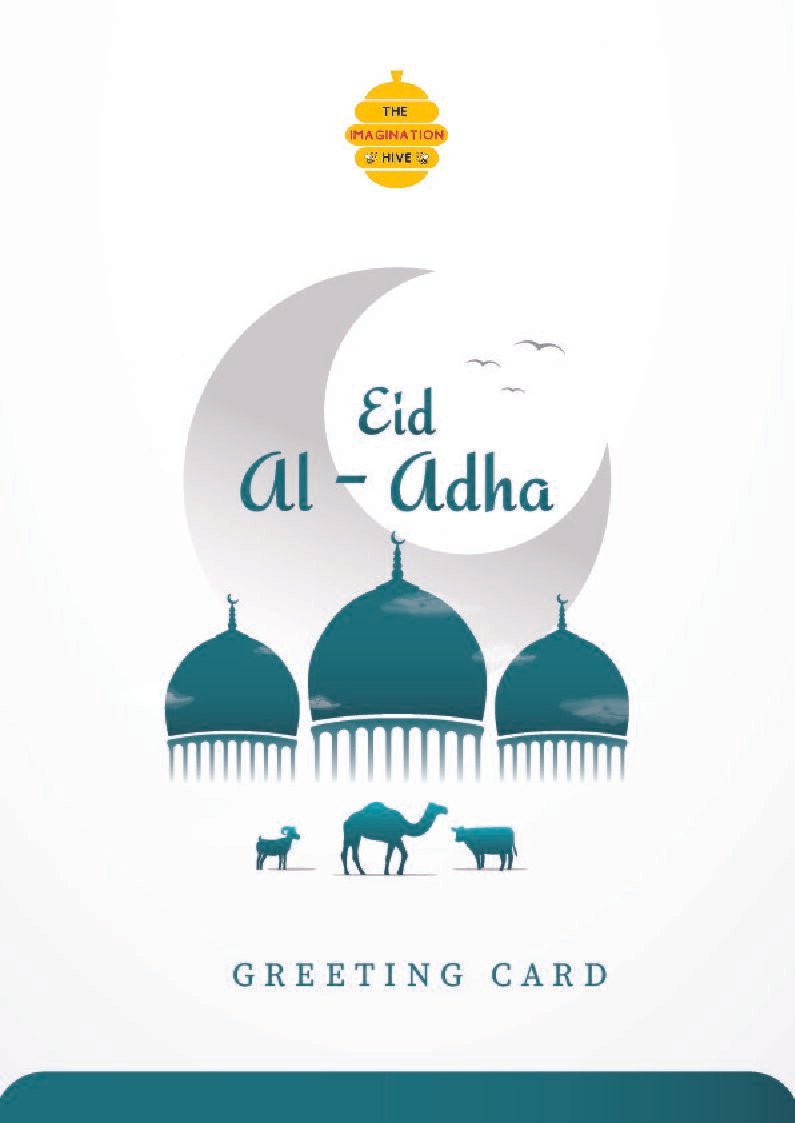 Elegant Crescent Mosque Eid al Adha Greeting Card – Free Greeting Card PDF Download