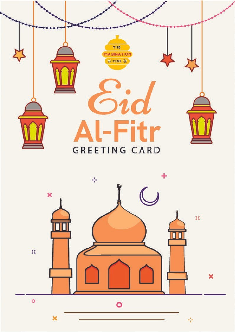 Illustrated Mosque Festive Eid al Fitr Greeting Card – Free Greeting Card PDF Download