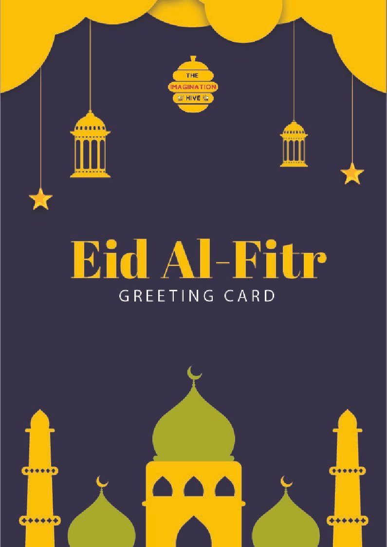 Royal Blue Mosque Eid al Fitr Greeting Card – Free Greeting Card PDF Download