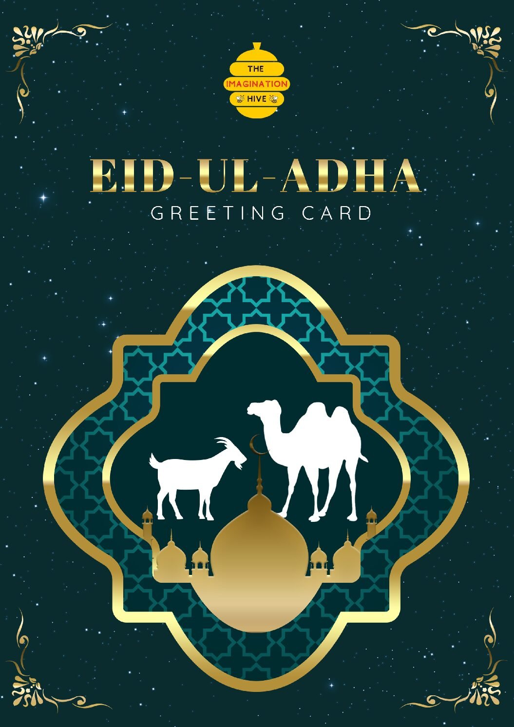 Islamic Arch Animals Eid ul Adha Greeting Card – Free Greeting Card PDF Download