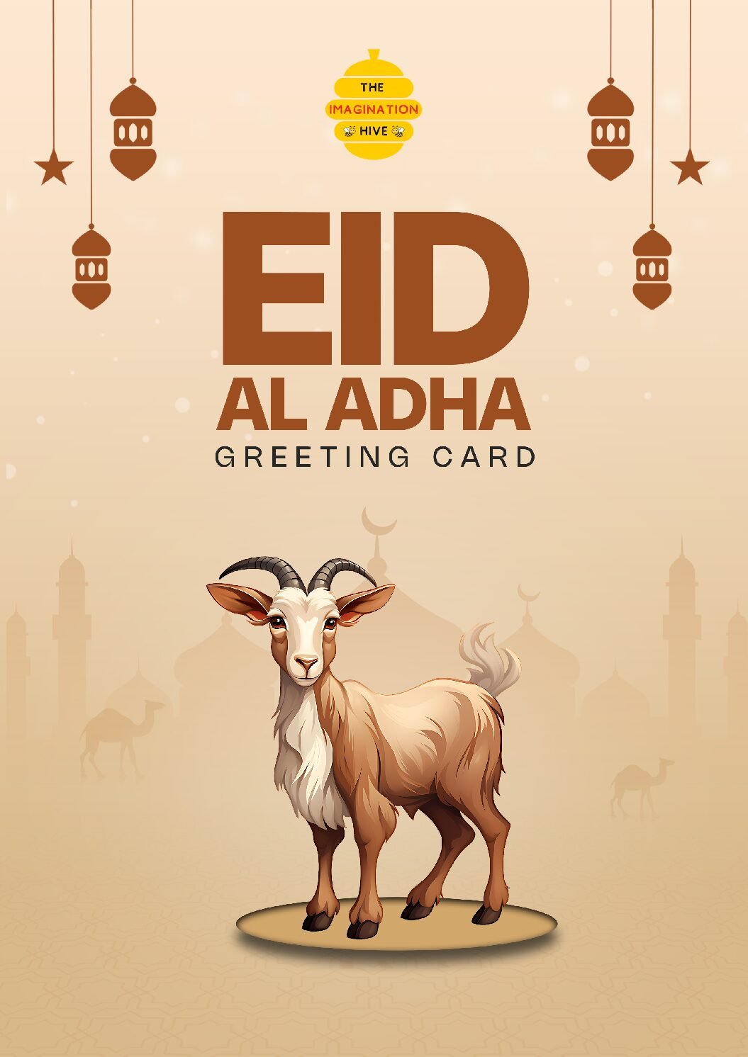 Goat Illustration Eid ul Adha Greeting Card – Free Greeting Card PDF Download