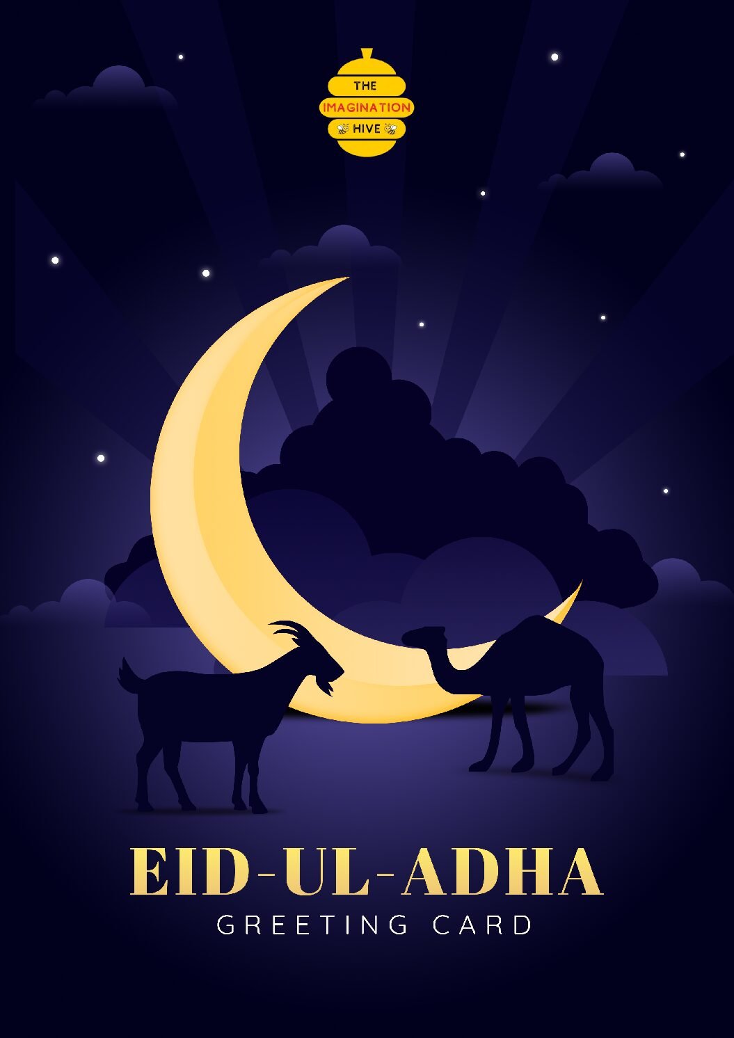 Moon Camel Goat Eid ul Adha Greeting Card – Free Greeting Card PDF Download