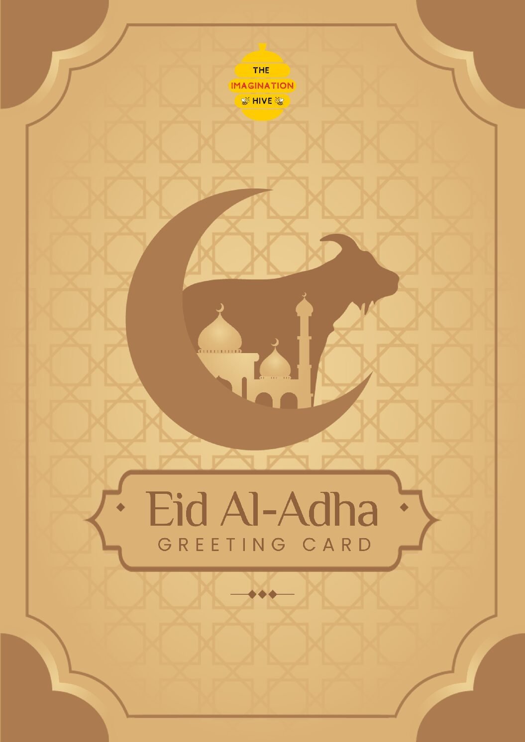 Crescent Mosque Goat Eid ul Adha Greeting Card – Free Greeting Card PDF Download
