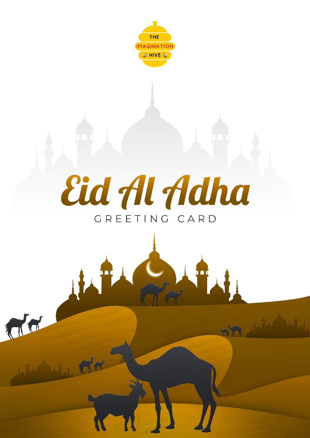 Golden Desert Eid al Adha Greeting Card – Free Greeting Card PDF Download