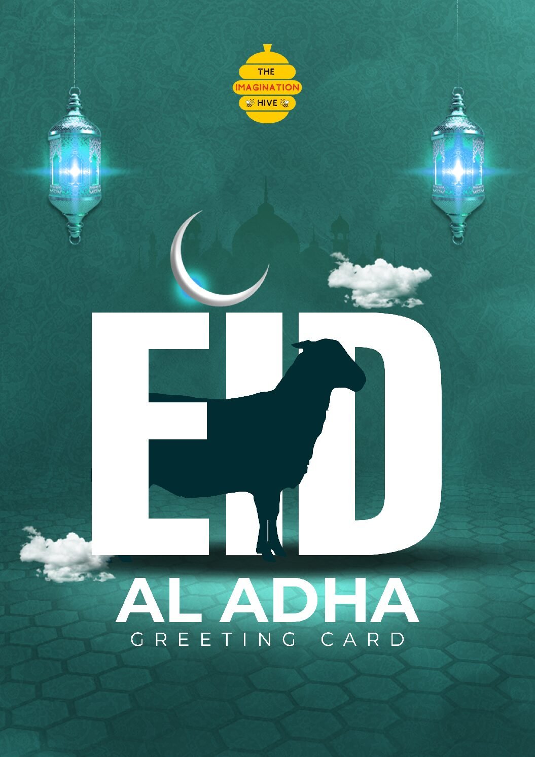 Lantern Moon Goat Eid ul Adha Greeting Card – Free Greeting Card PDF Download