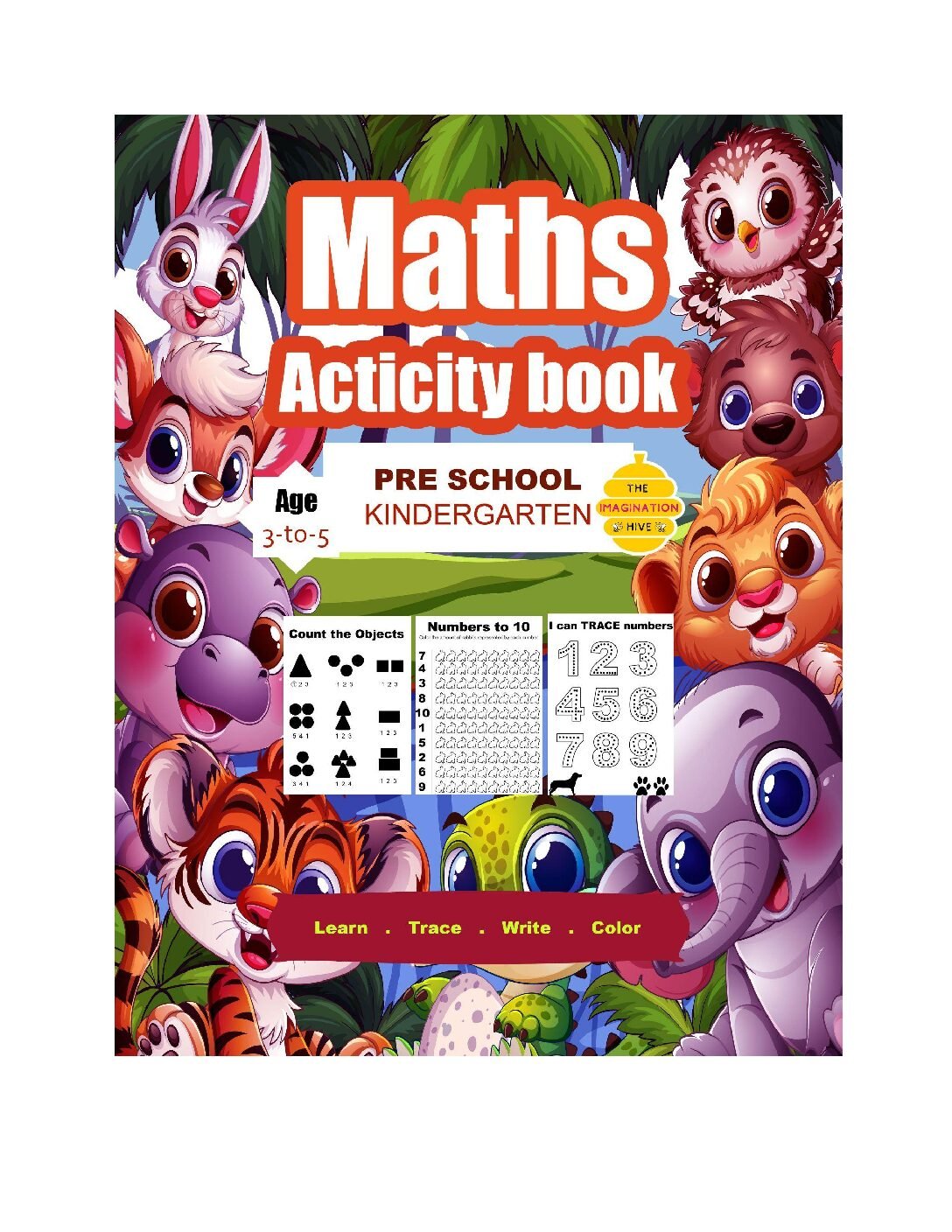Number Tracing Math Activity Worksheet for Kindergarten