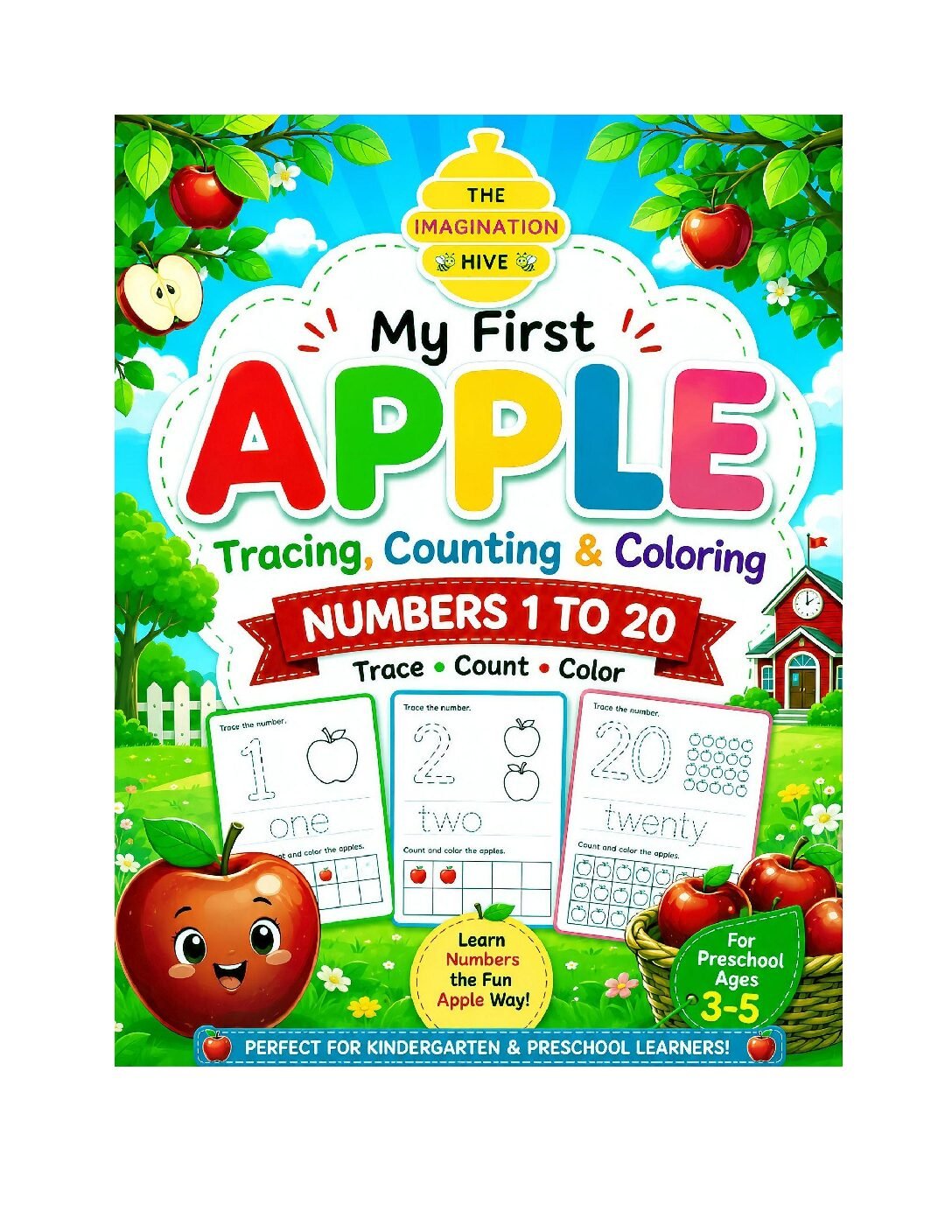 🍎 Apple Theme Number 1 to 20 Tracing, Counting, Coloring & Activity Book By The Imagination Hive