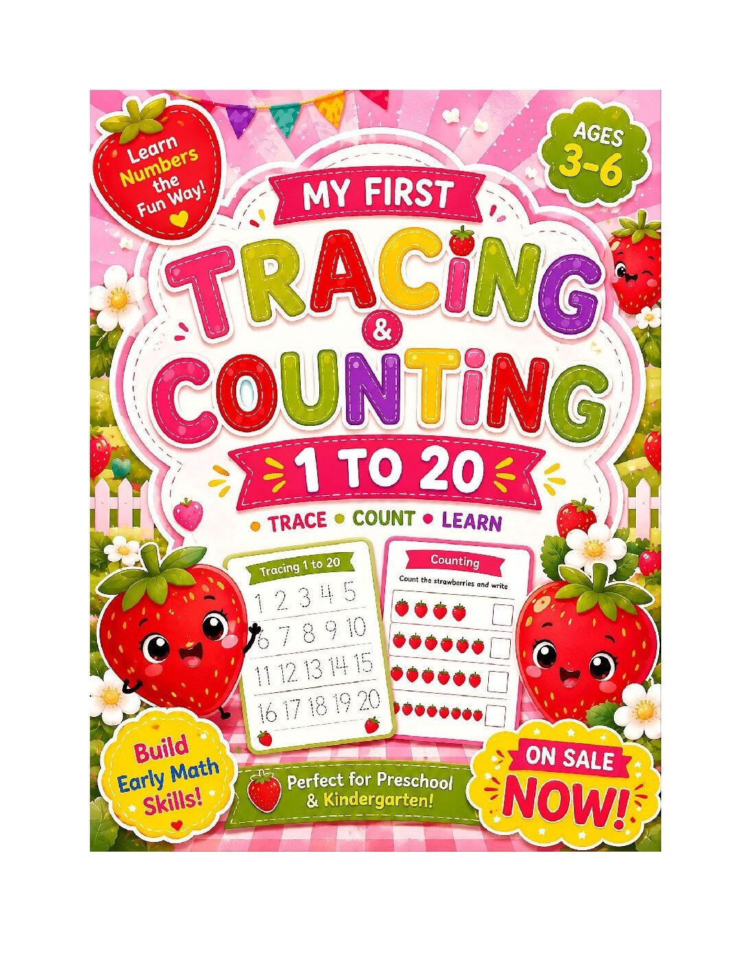 🍓 Strawberry Theme Number 1 to 20 Tracing and Counting Activity Book By The Imagination Hive