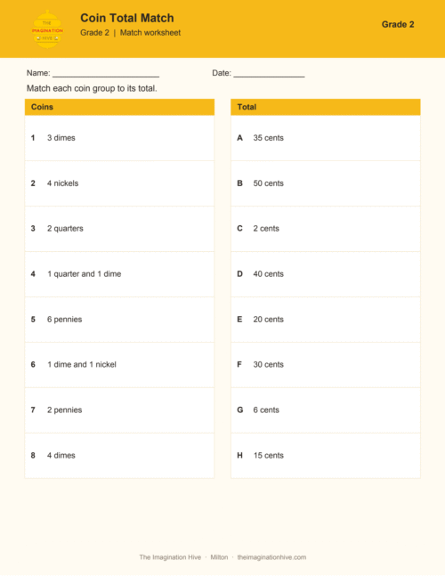 Coin Total Match - Grade 2