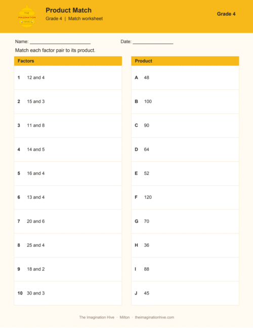 Product Match - Grade 4