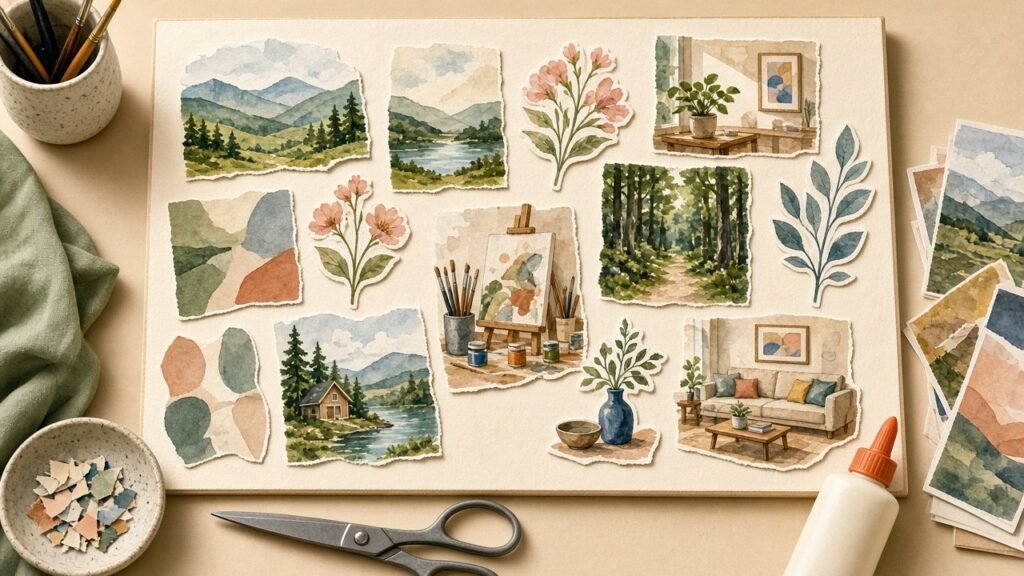 A family vision board covered with pictures
