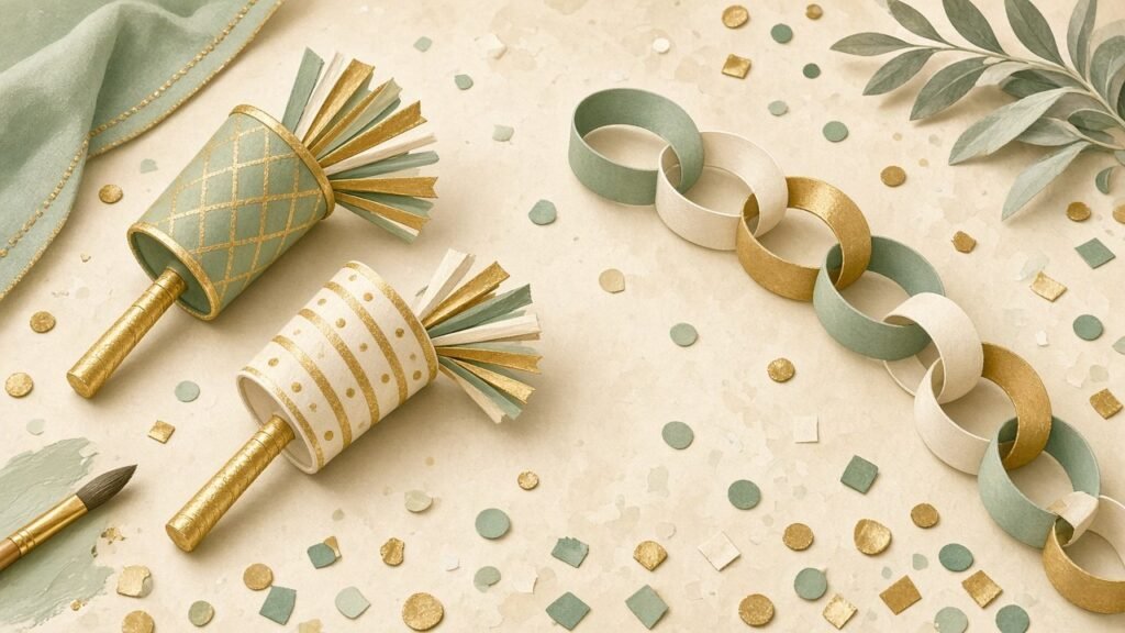 Paper noise makers and a countdown chain for New Year's Eve