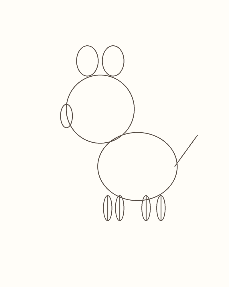 Step 4 : Draw the Basic Shapes for a koala