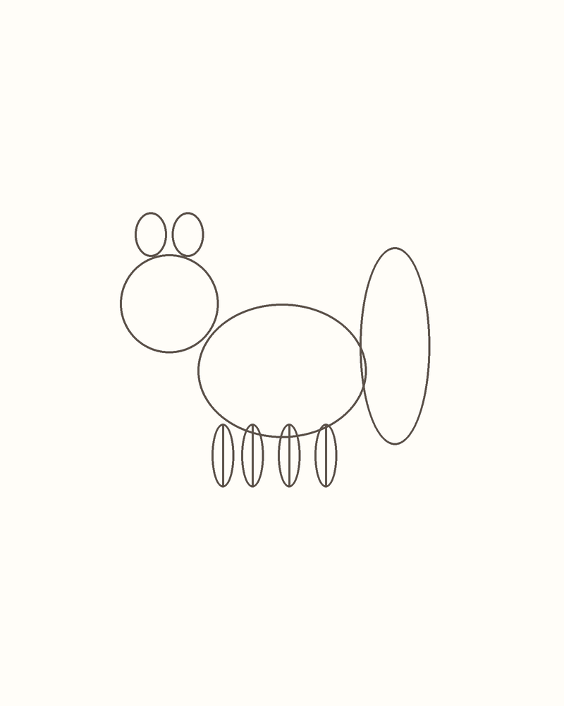 Step 4 : Draw the Basic Shapes for a squirrel