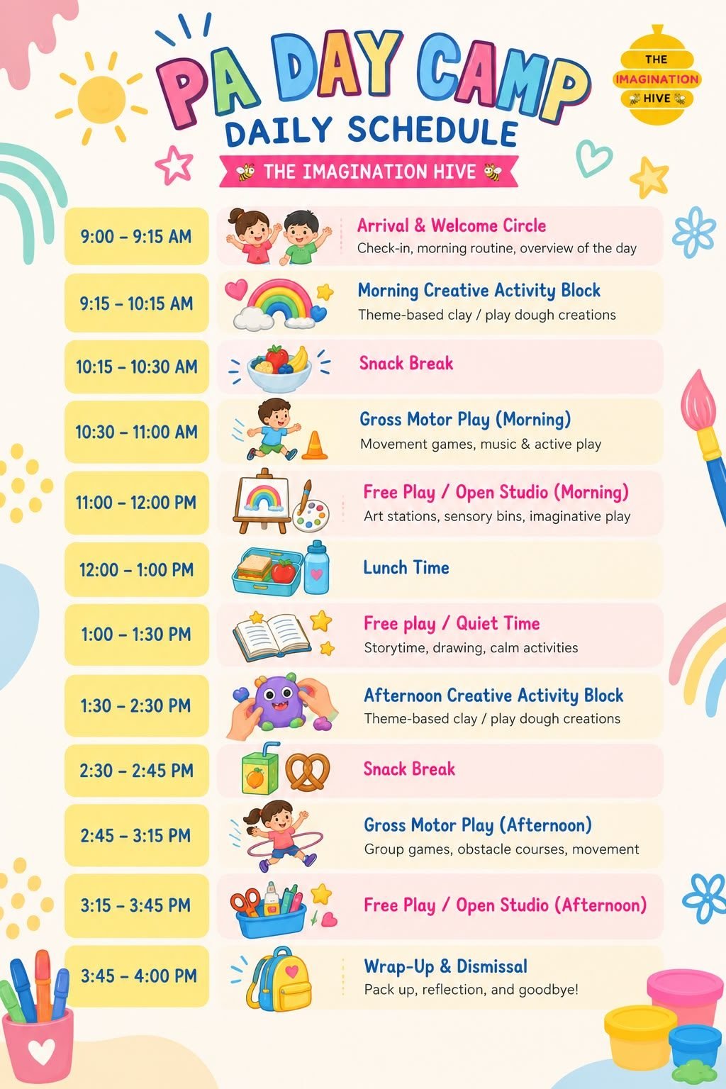 Sample schedule for PA Day (4 June 2027)