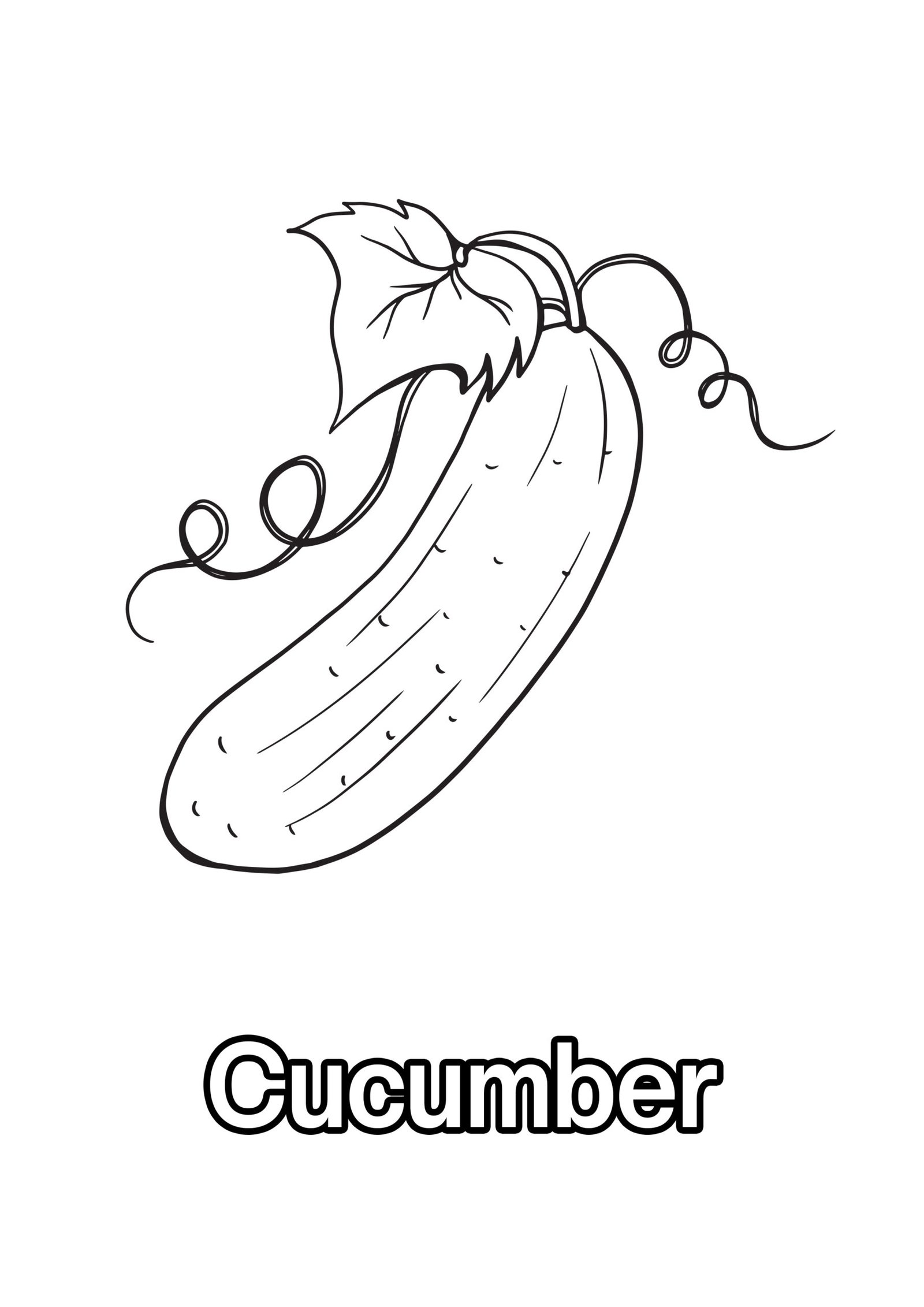 Cucumber Coloring Page For Kids – Free Activity PDF Download