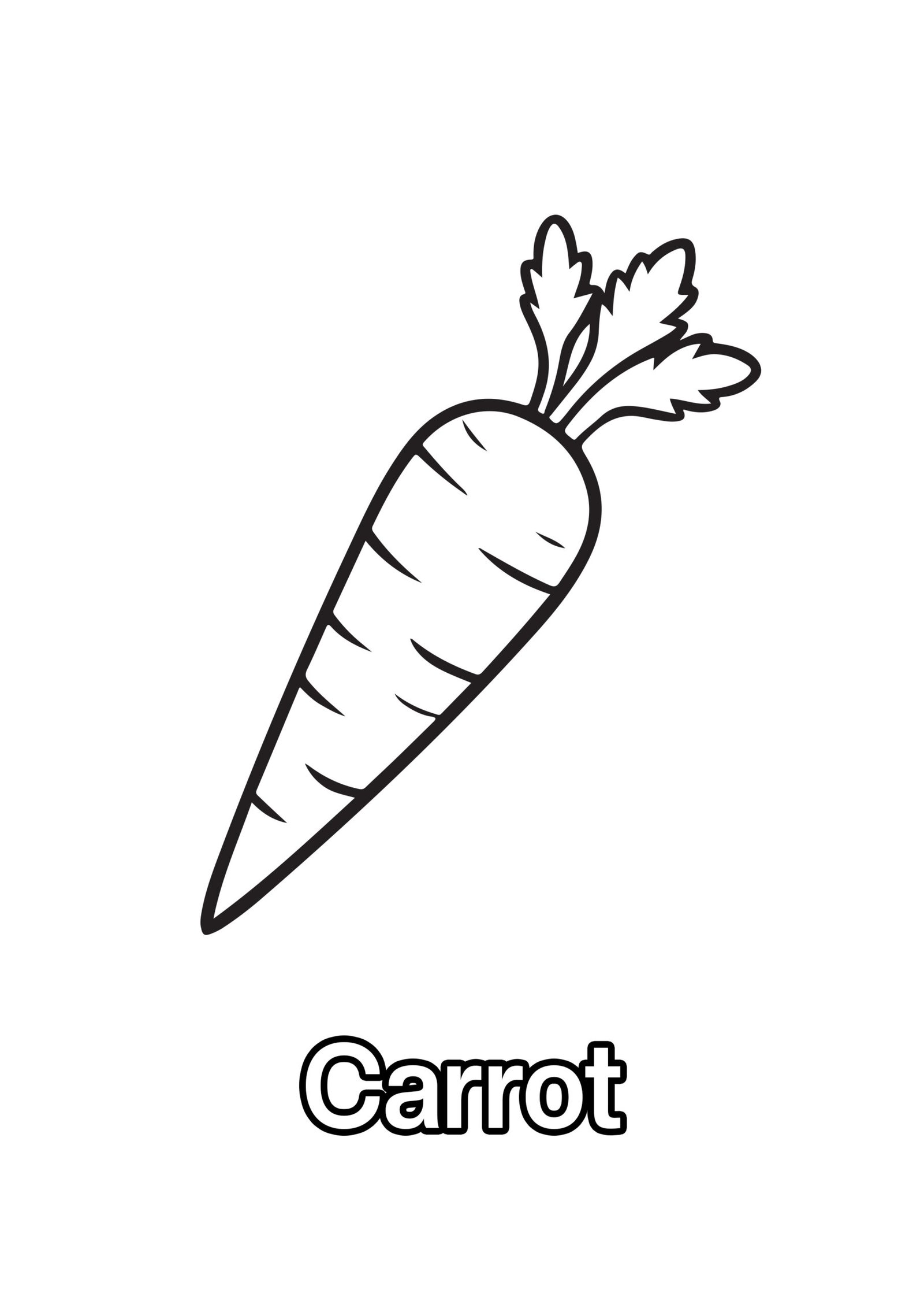 Carrot Coloring Page For Kids – Free Activity PDF Download
