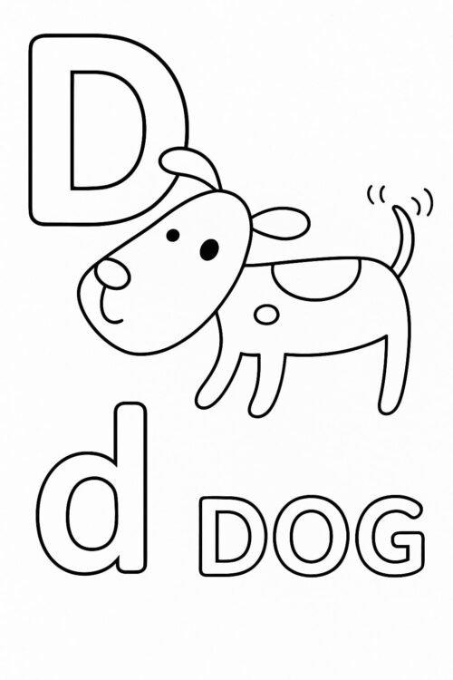 D Alphabet Coloring Pages - Free Activity PDF Download