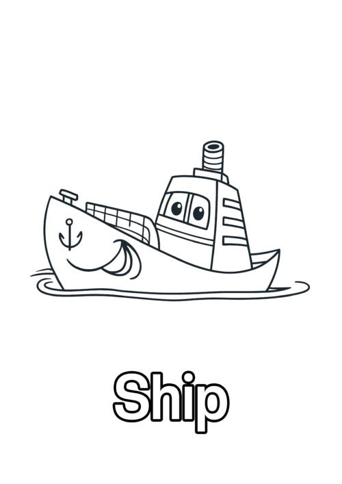 Ship Coloring Page For Kids – Free Activity PDF Download
