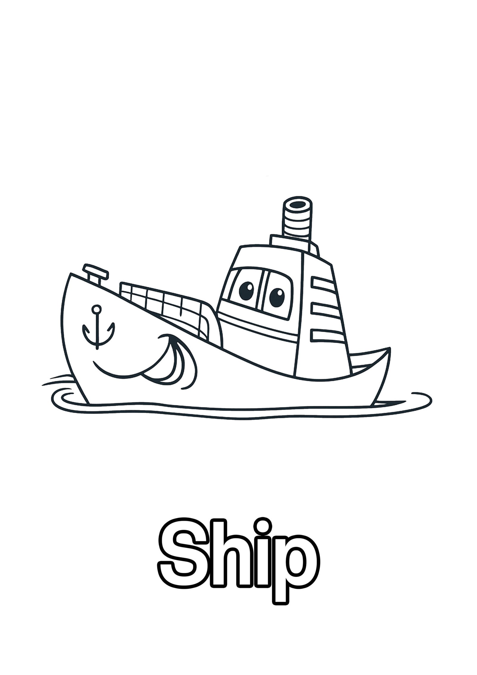 Ship Coloring Page For Kids – Free Activity PDF Download