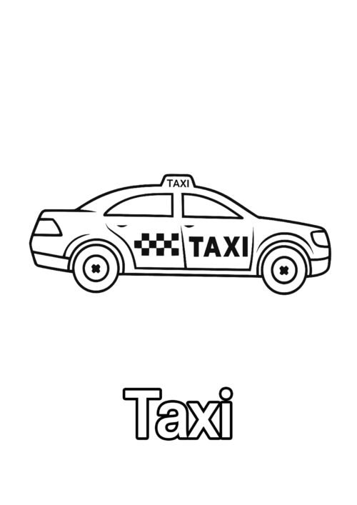 Taxi Coloring Page For Kids – Free Activity PDF Download