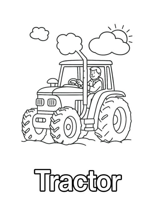 Tractor Coloring Page For Kids – Free Activity PDF Download