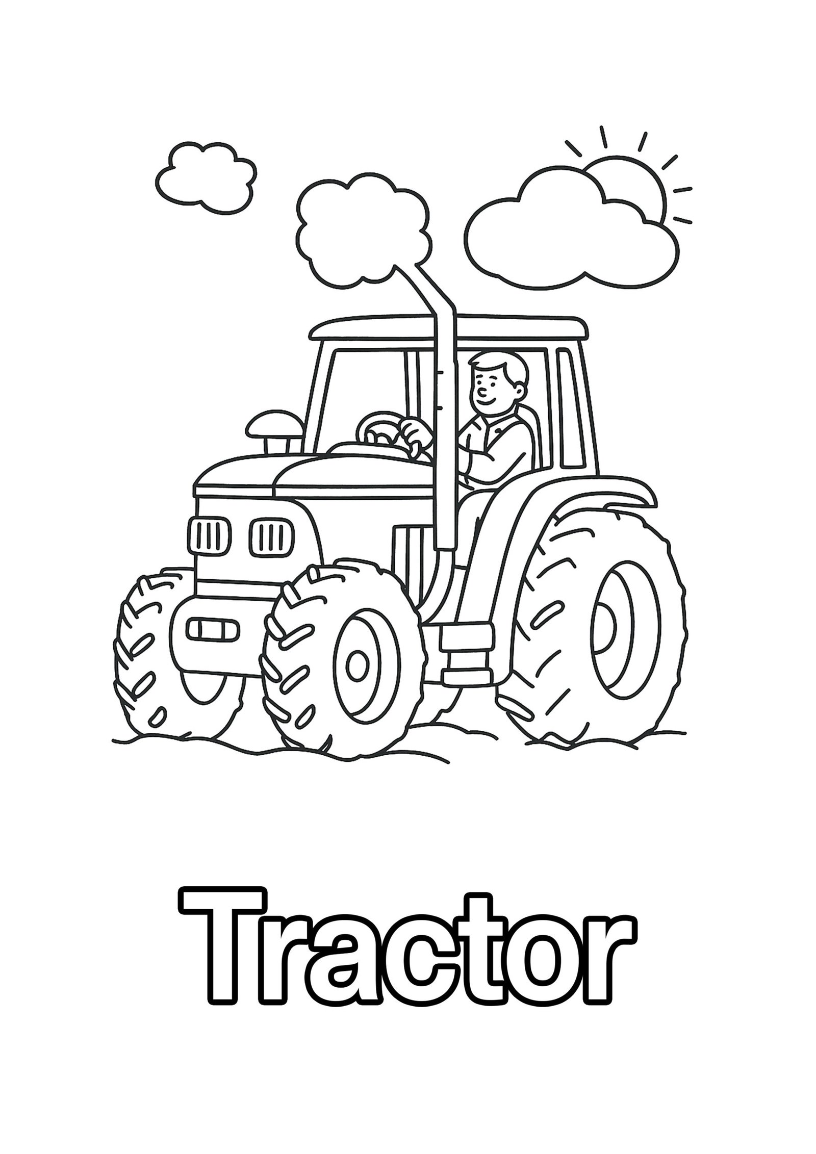Tractor Coloring Page For Kids – Free Activity PDF Download
