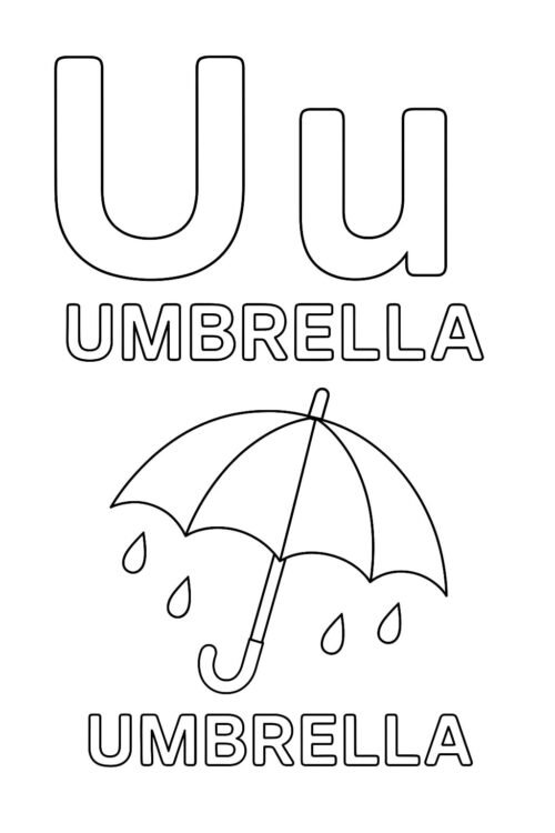 U Alphabet Coloring Pages - Free Activity PDF Download