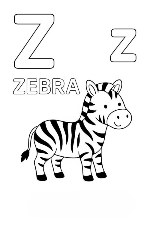 Z Alphabet Coloring Pages - Free Activity PDF Download
