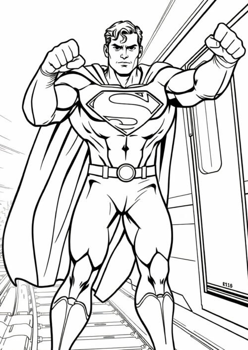 Superman Smashes the Building Coloring Page For Kids – Free Activity PDF Download