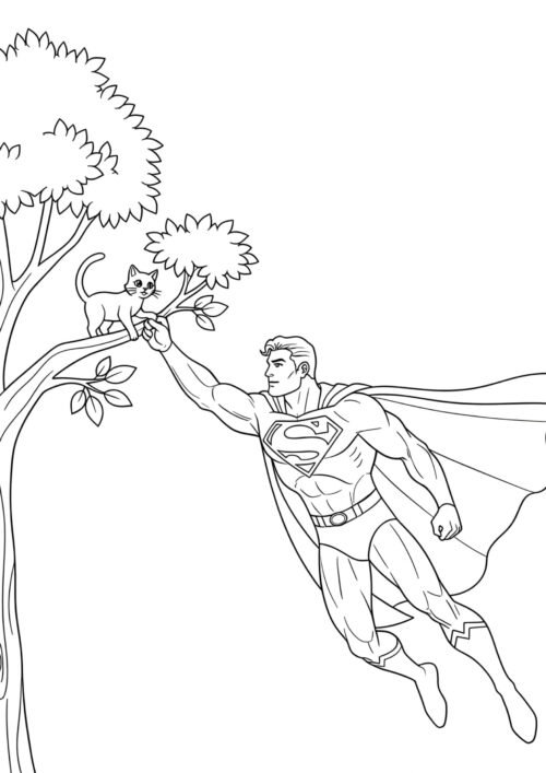 Superman Saving Coloring Page For Kids – Free Activity PDF Download
