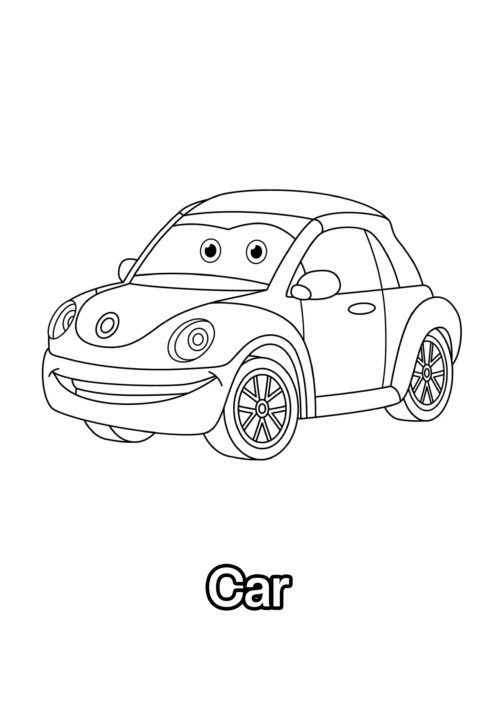 Cute Car Coloring Page For Kids – Free Activity PDF Download