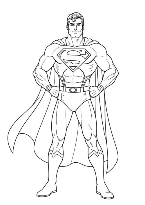Superman Standing Coloring Page For Kids – Free Activity PDF Download