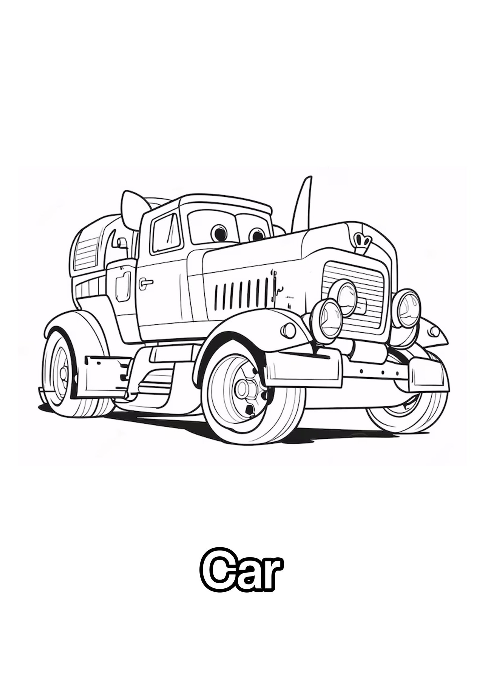 Truck Car Coloring Page For Kids – Free Activity PDF Download