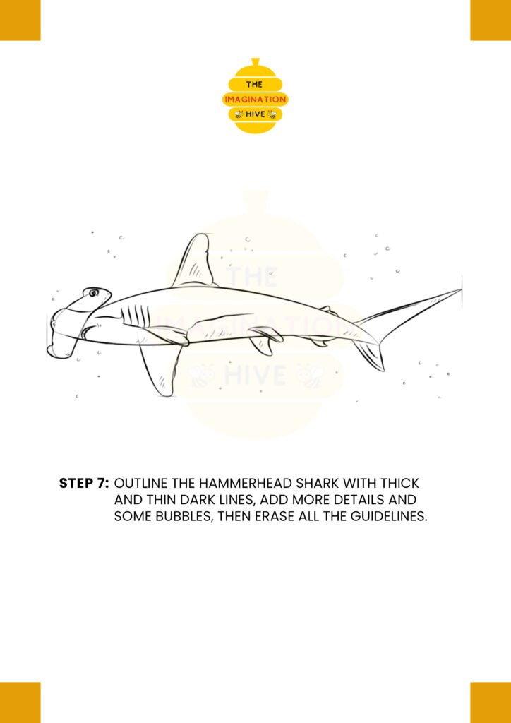 How to Draw Hammerhead Shark Step 7