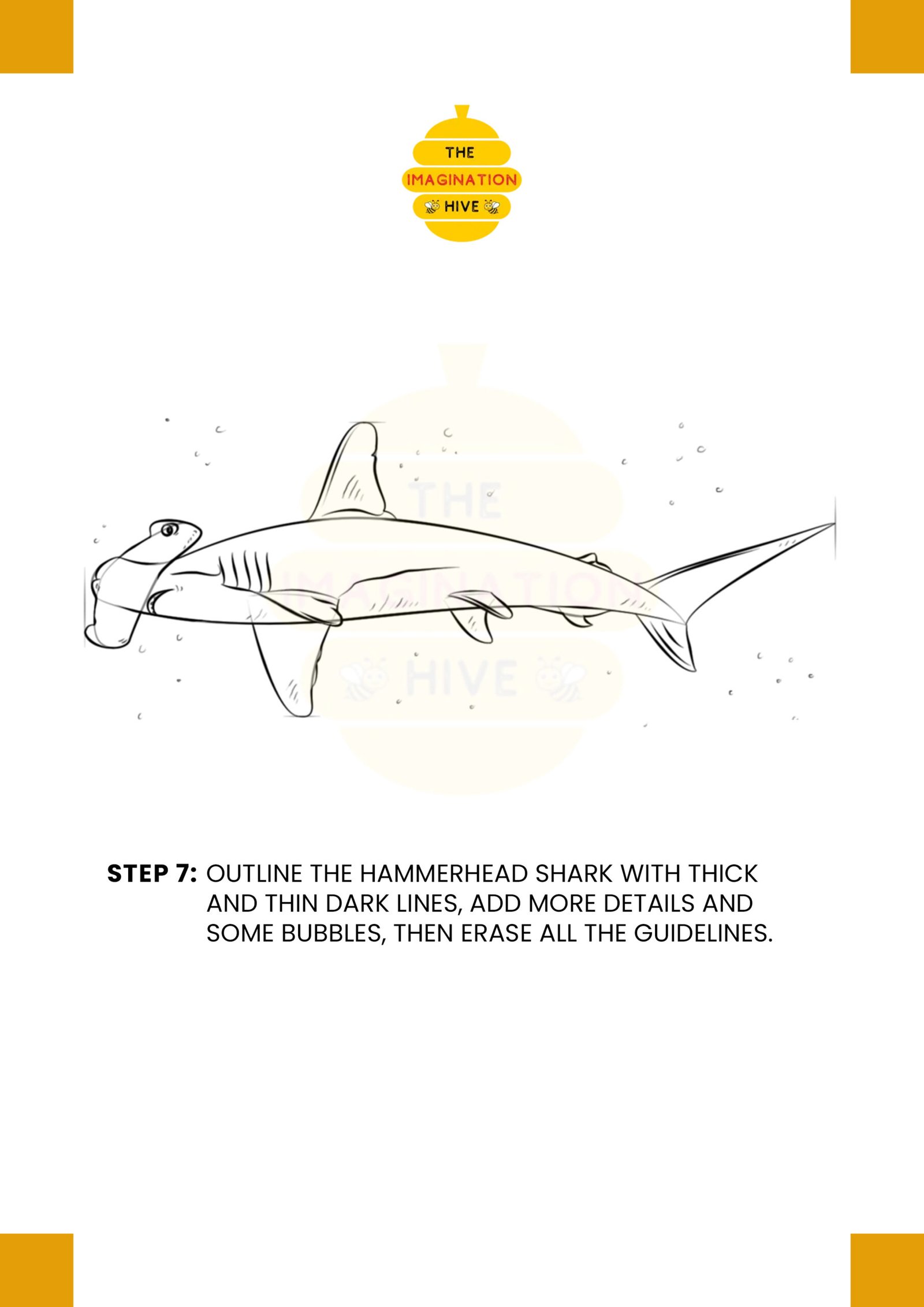 How to Draw Hammerhead Shark Step 7