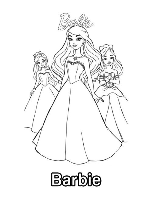 Barbie Princess Dress Coloring Page For Kids – Free Activity PDF Download