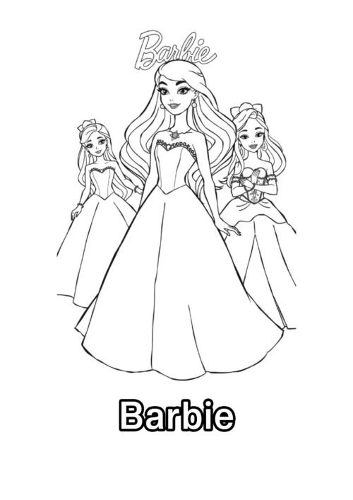 Barbie Princess Dress Coloring Page For Kids – Free Activity PDF Download