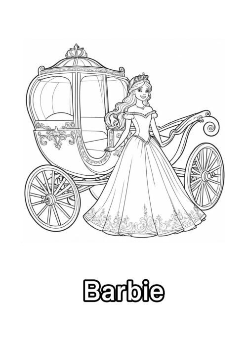 Barbie And Her Carriage Coloring Page For Kids – Free Activity PDF Download
