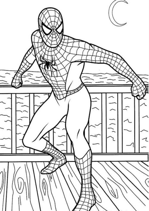 Spiderman stand posing Coloring Page For Kids – Free Activity PDF Download